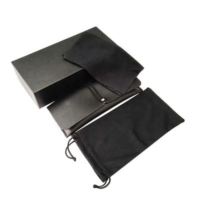 Customized Logo PU Glasses Case Set Eyewear Case Accessories Black